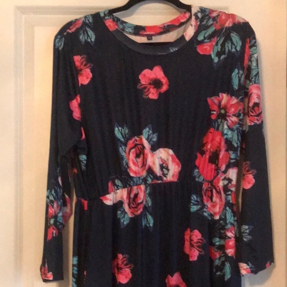 Navy blue floral maxi dress